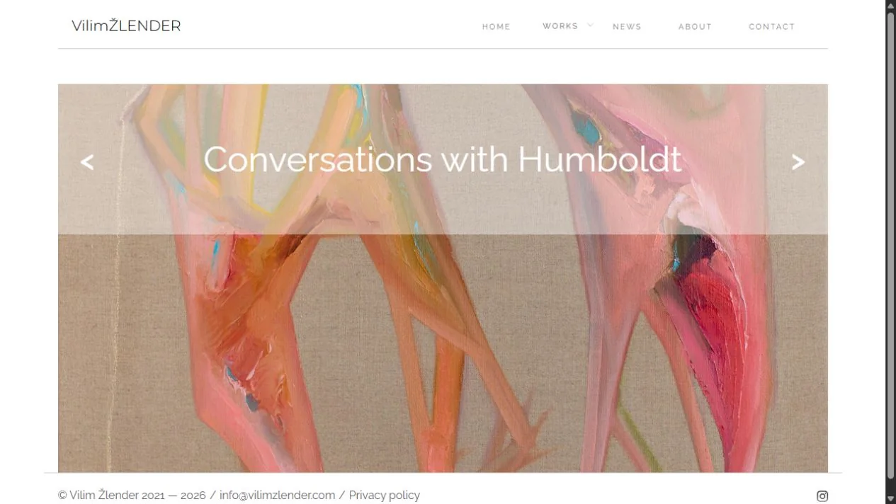 Pregled slikarske serije Conversations with Humboldt na web stranici Vilima Žlendera.